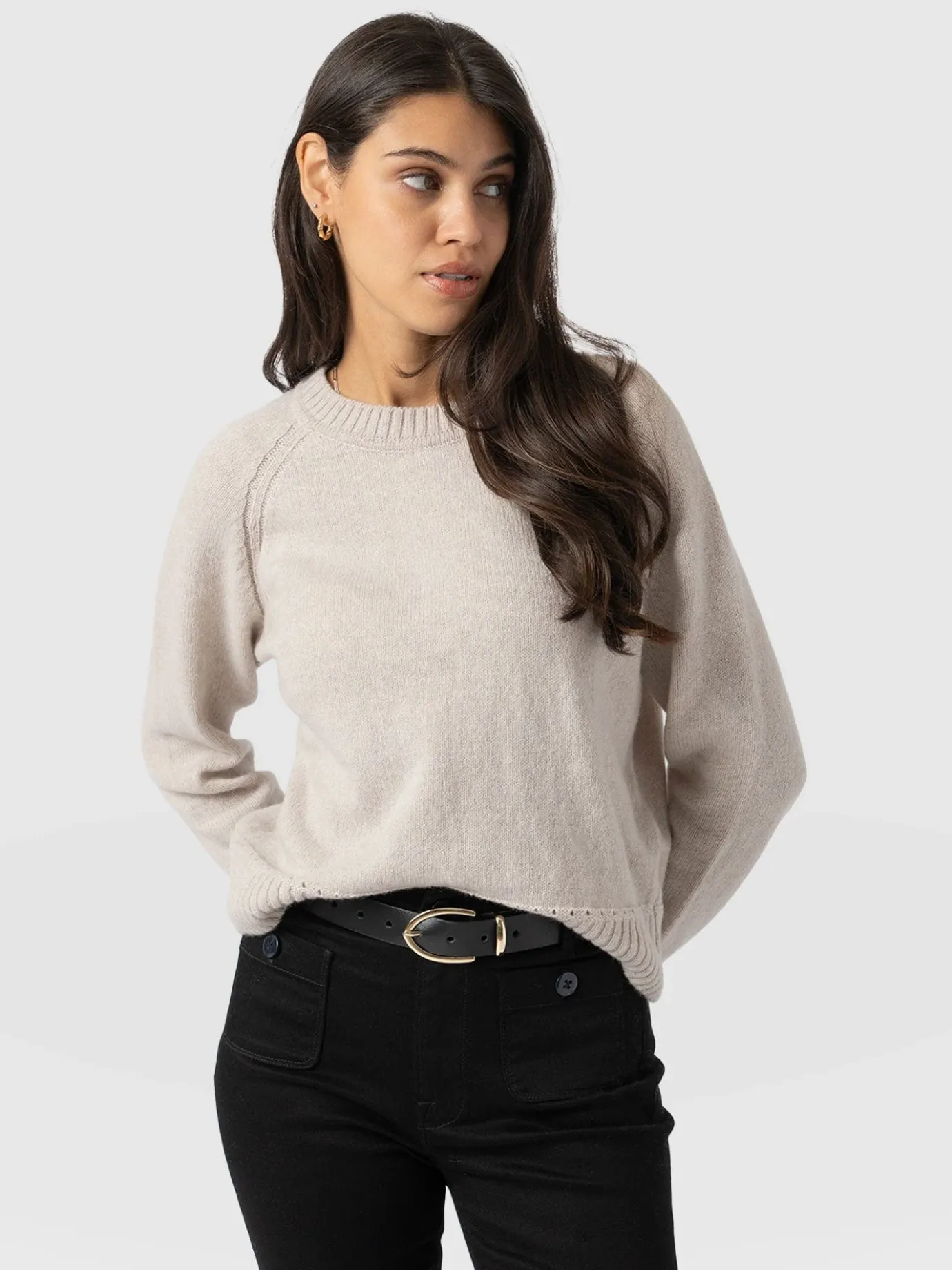 Knitwear|Sweaters|Saint and Sofia Cambridge Cashmere Sweater - Cream