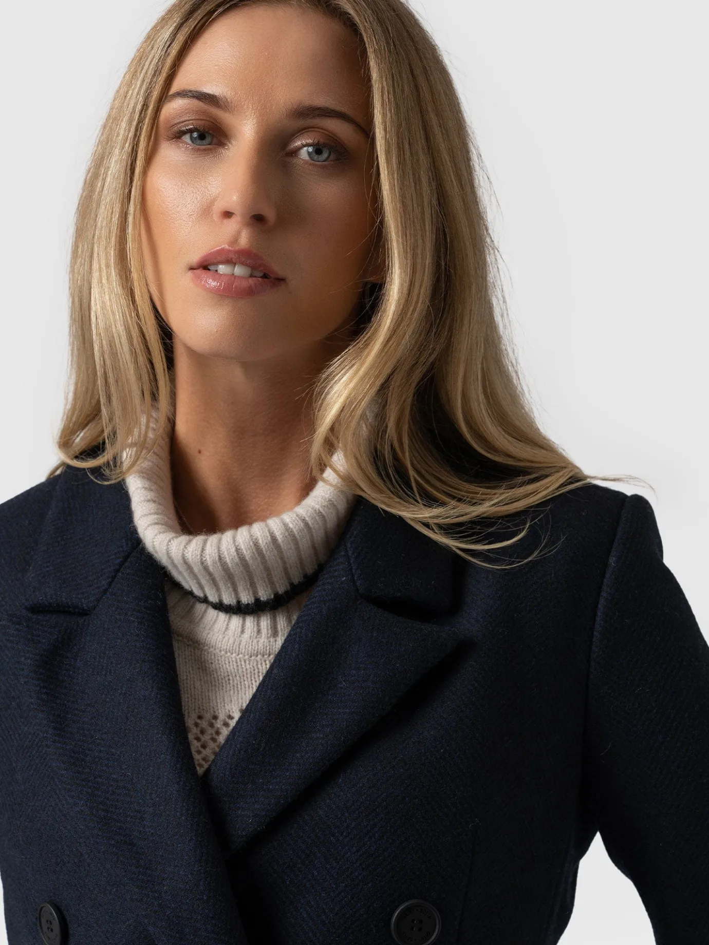 Coats & Jackets|Saint and Sofia Cambridge Coat - Navy Chevron