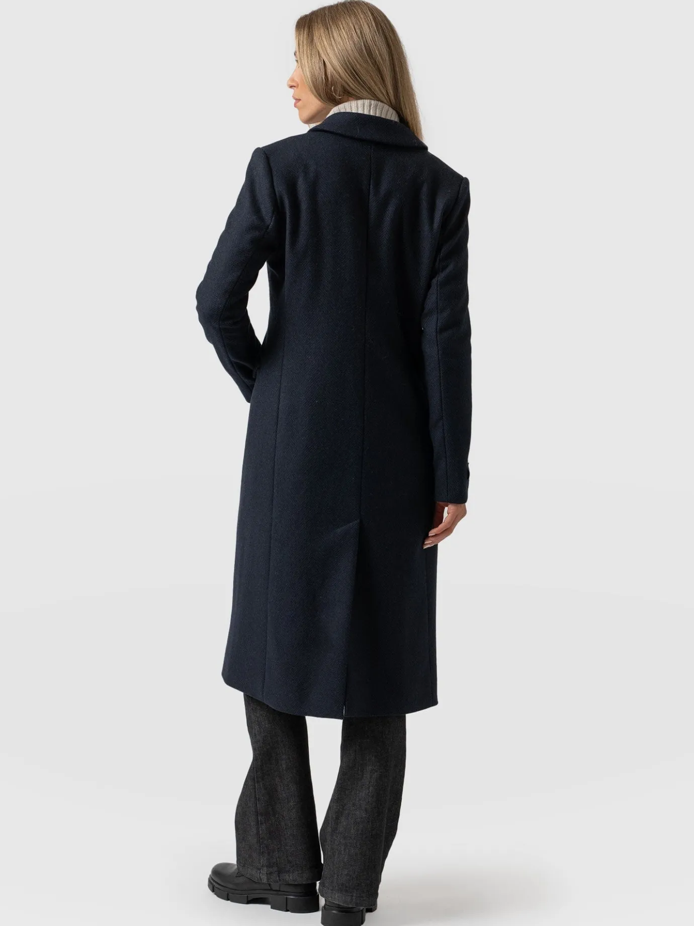 Coats & Jackets|Saint and Sofia Cambridge Coat - Navy Chevron