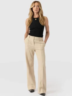 Pants|Saint and Sofia Cambridge Tailored Wide Leg Pant - Beige