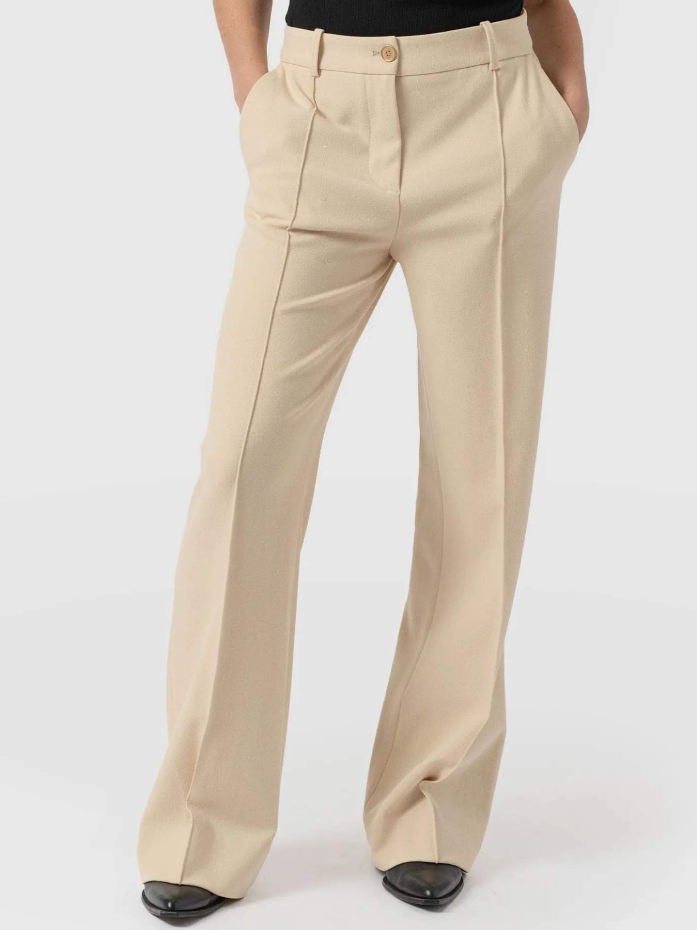 Pants|Saint and Sofia Cambridge Tailored Wide Leg Pant - Beige