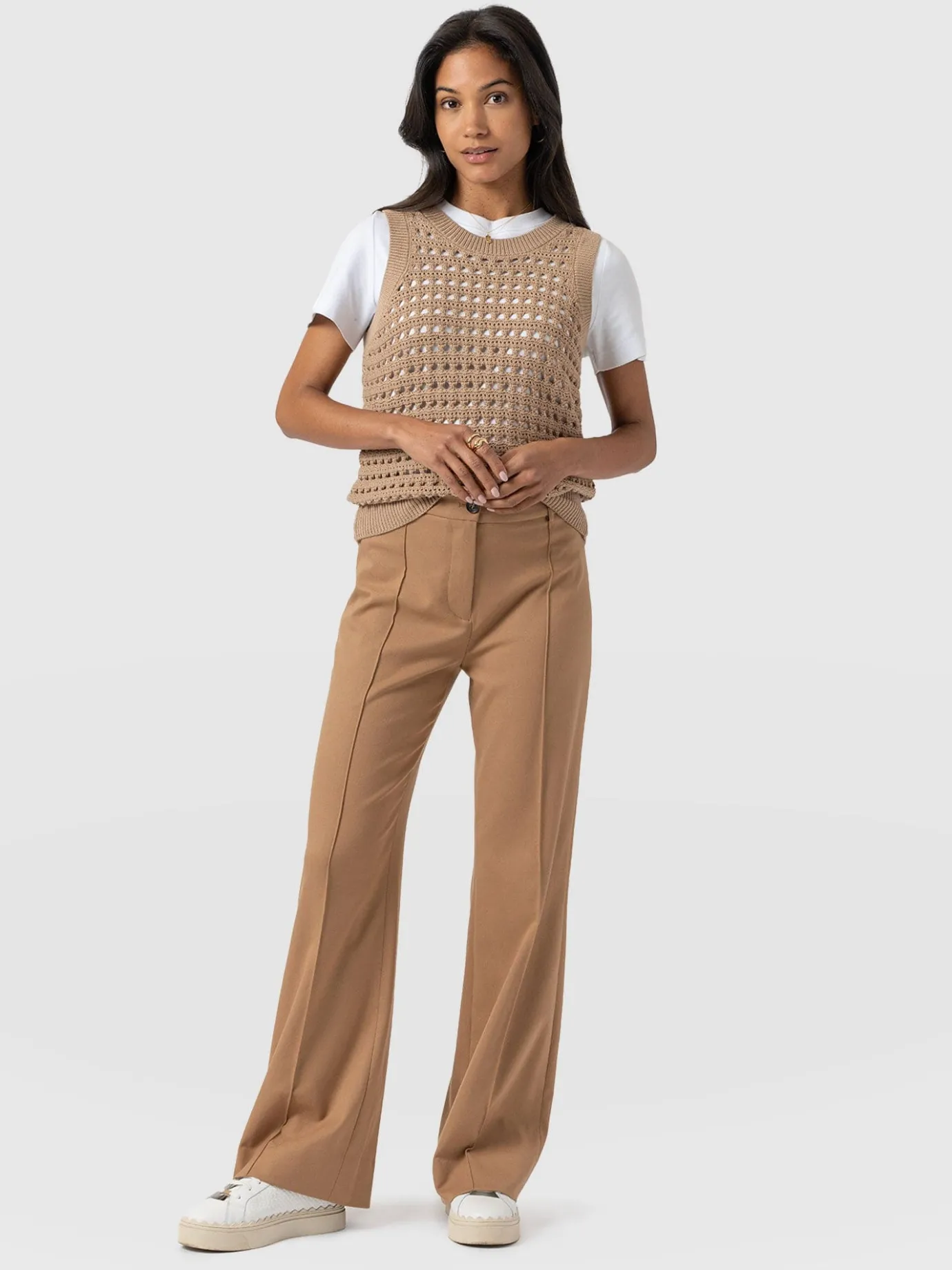 Pants|Saint and Sofia Cambridge Tailored Wide Leg Pant - Camel