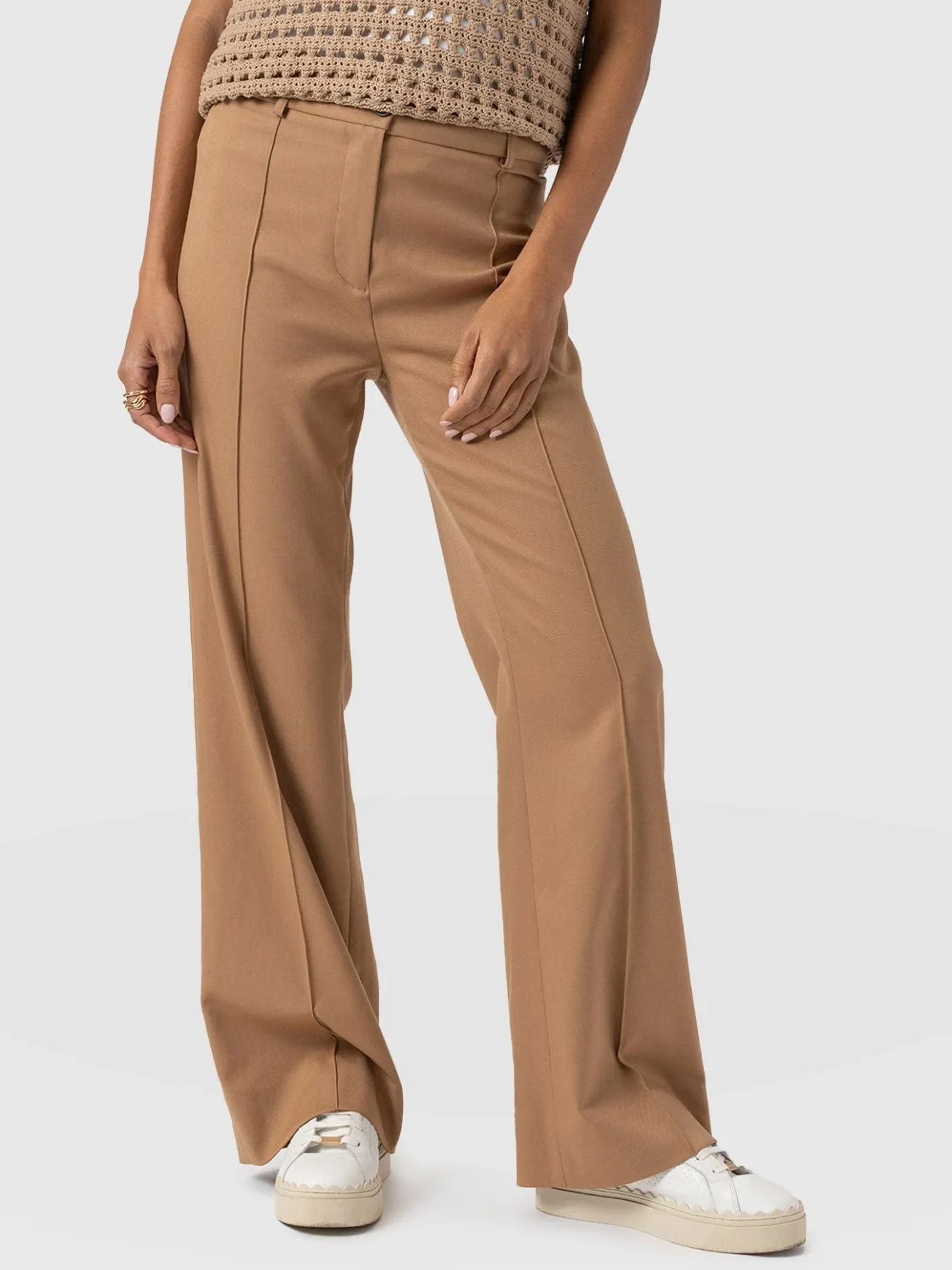 Pants|Saint and Sofia Cambridge Tailored Wide Leg Pant - Camel