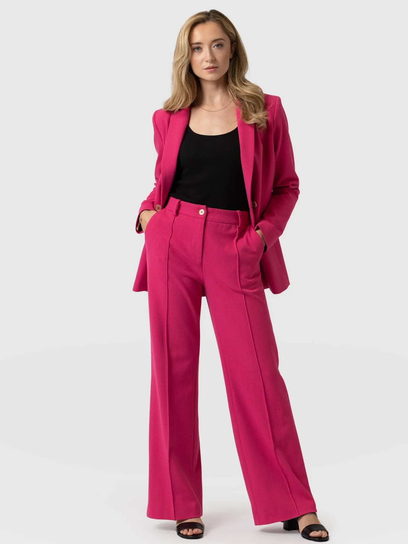 Pants|Saint and Sofia Cambridge Tailored Wide Leg Pant - Hot Pink