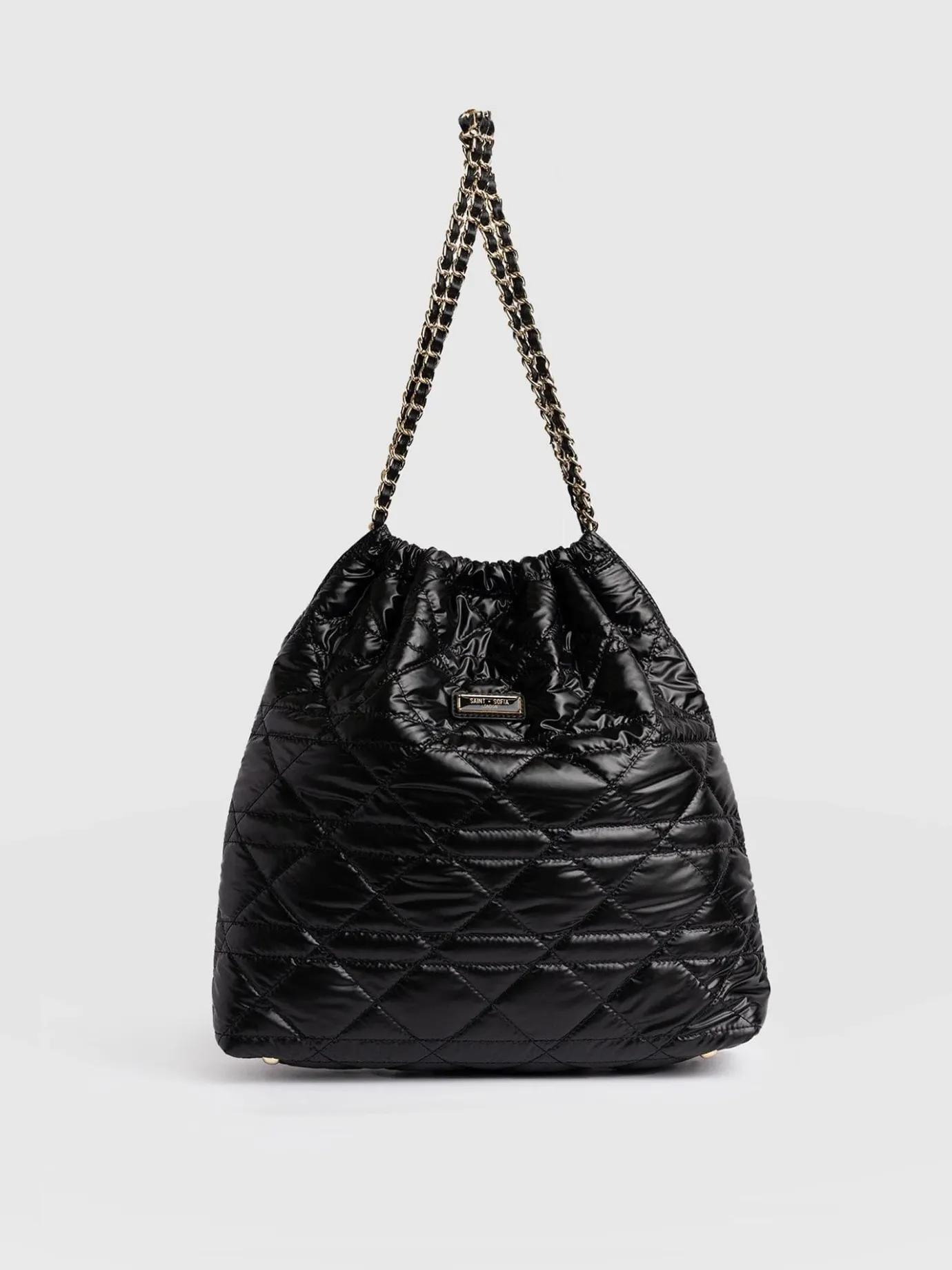 Shoulder Bags|Tote Bags|Saint and Sofia Camilla Drawstring Tote Bag - Black