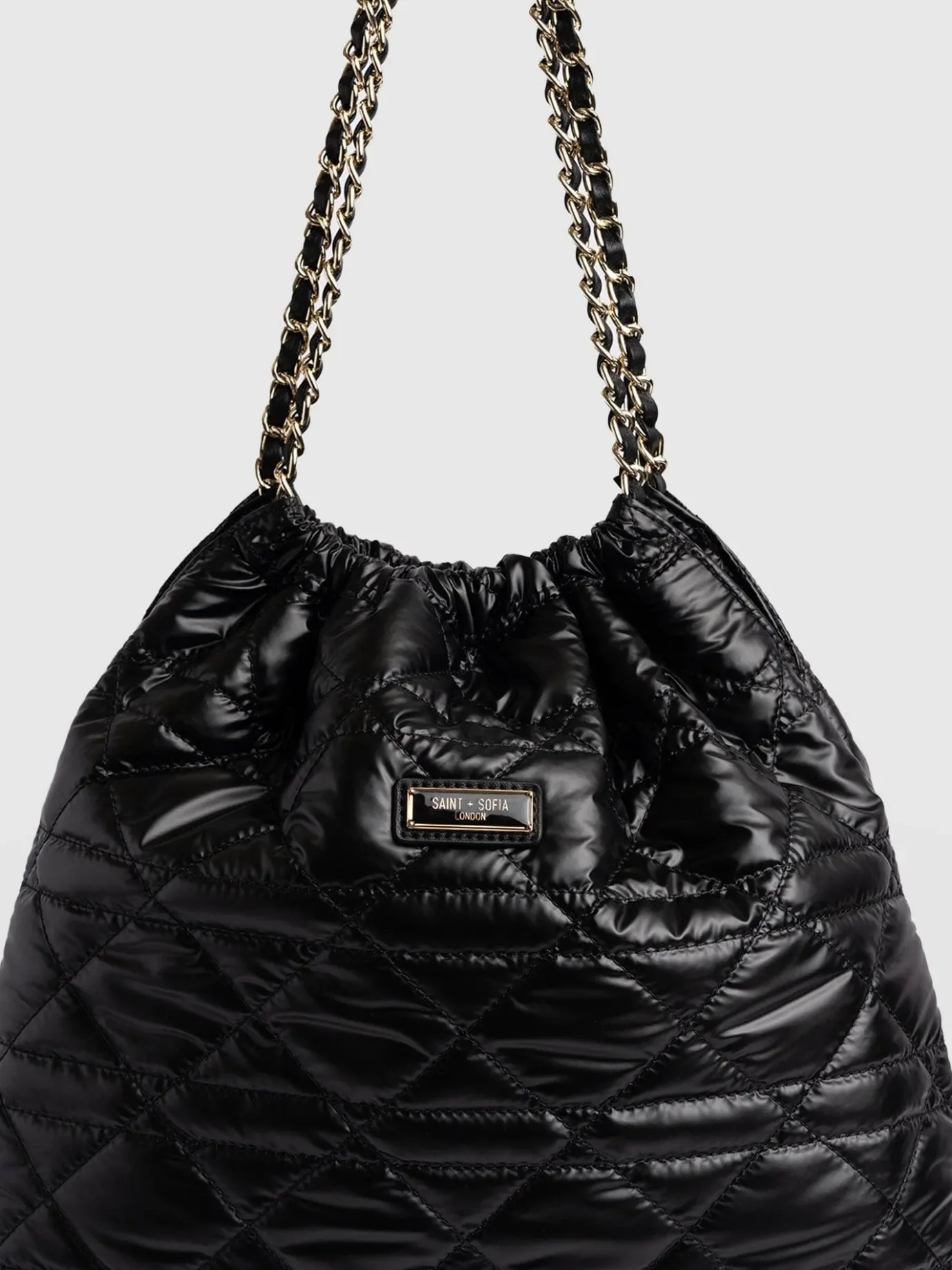 Shoulder Bags|Tote Bags|Saint and Sofia Camilla Drawstring Tote Bag - Black