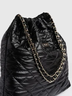 Shoulder Bags|Tote Bags|Saint and Sofia Camilla Drawstring Tote Bag - Black