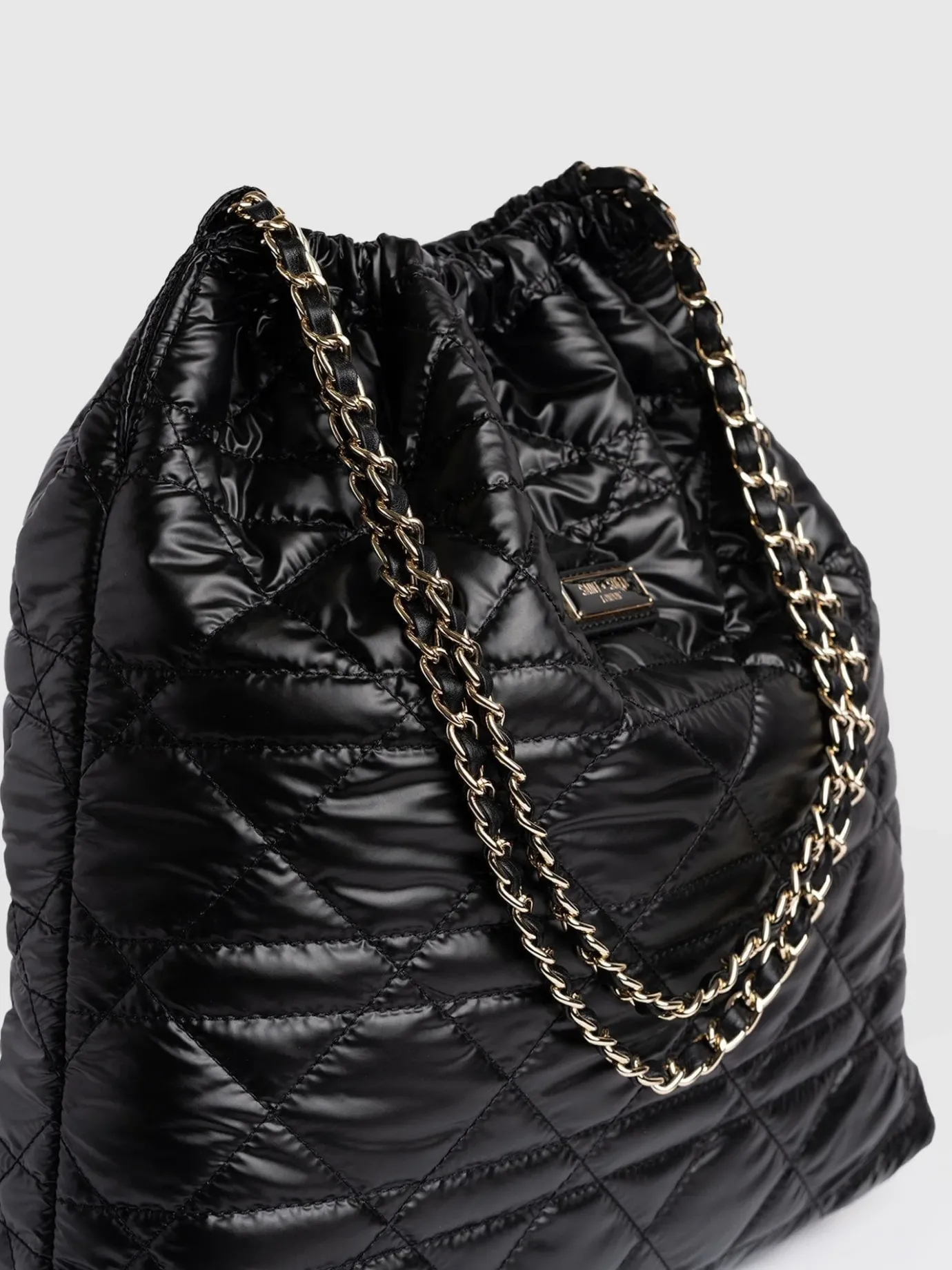 Shoulder Bags|Tote Bags|Saint and Sofia Camilla Drawstring Tote Bag - Black