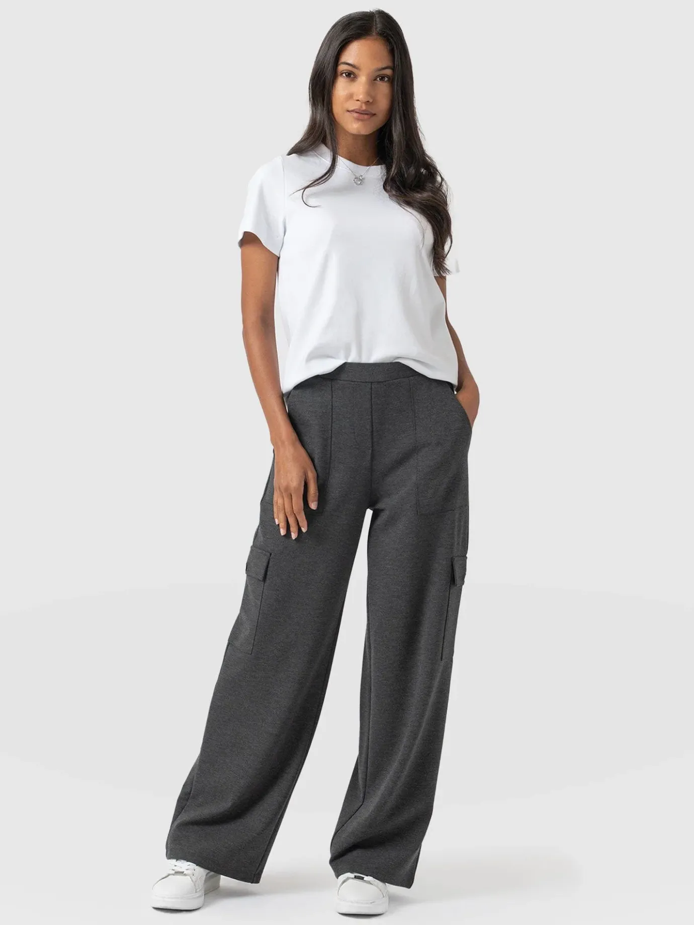 Pants|Saint and Sofia Cargo Chelsea Wide Leg Pant - Charcoal