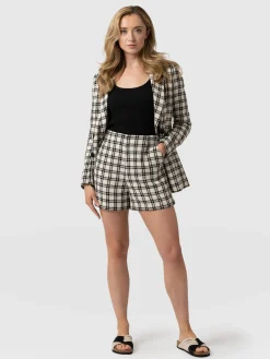 Shorts|Saint and Sofia Carnaby Short - Black & Cream Check