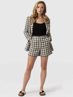 Shorts|Saint and Sofia Carnaby Short - Black & Cream Check
