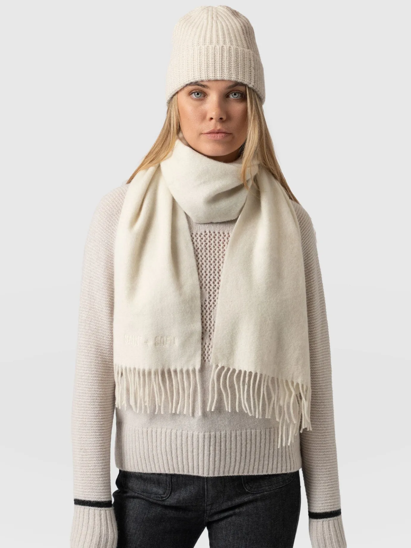 Scarves & Hats|Accessories|Saint and Sofia Cashmere Beanie - Cream/Beige