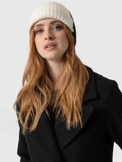Scarves & Hats|Accessories|Saint and Sofia Cashmere Beanie - Cream/Black