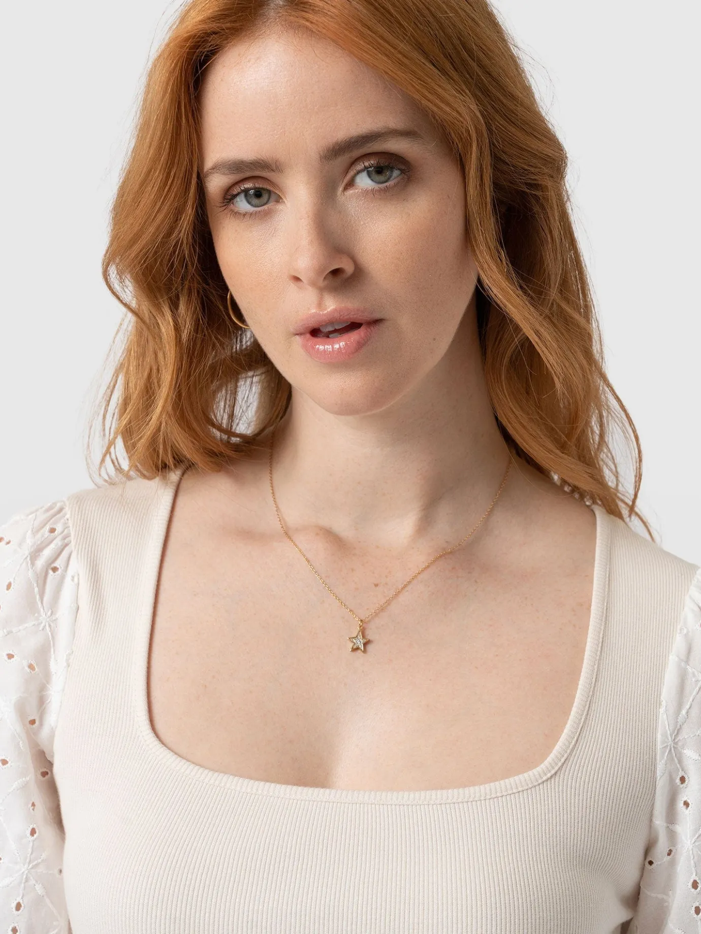 T-shirts & Tanks|Saint and Sofia Cavendish Square Neck Tee - Cream Broderie