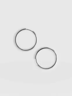 Silver Jewelry|Jewelry|Saint and Sofia Classic Hoop Earrings - Silver