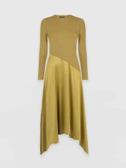 Dresses|Saint and Sofia Cleo Asymmetric Dress - Olive