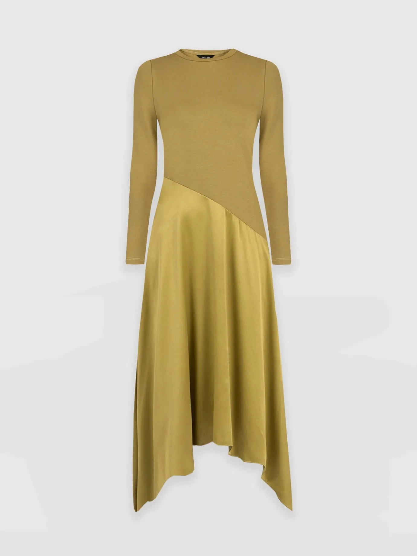 Dresses|Saint and Sofia Cleo Asymmetric Dress - Olive