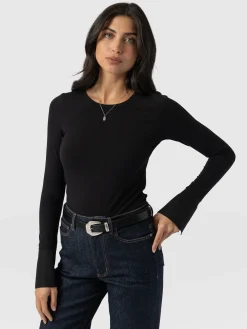 T-shirts & Tanks|Saint and Sofia Connie Cuff Tee - Black
