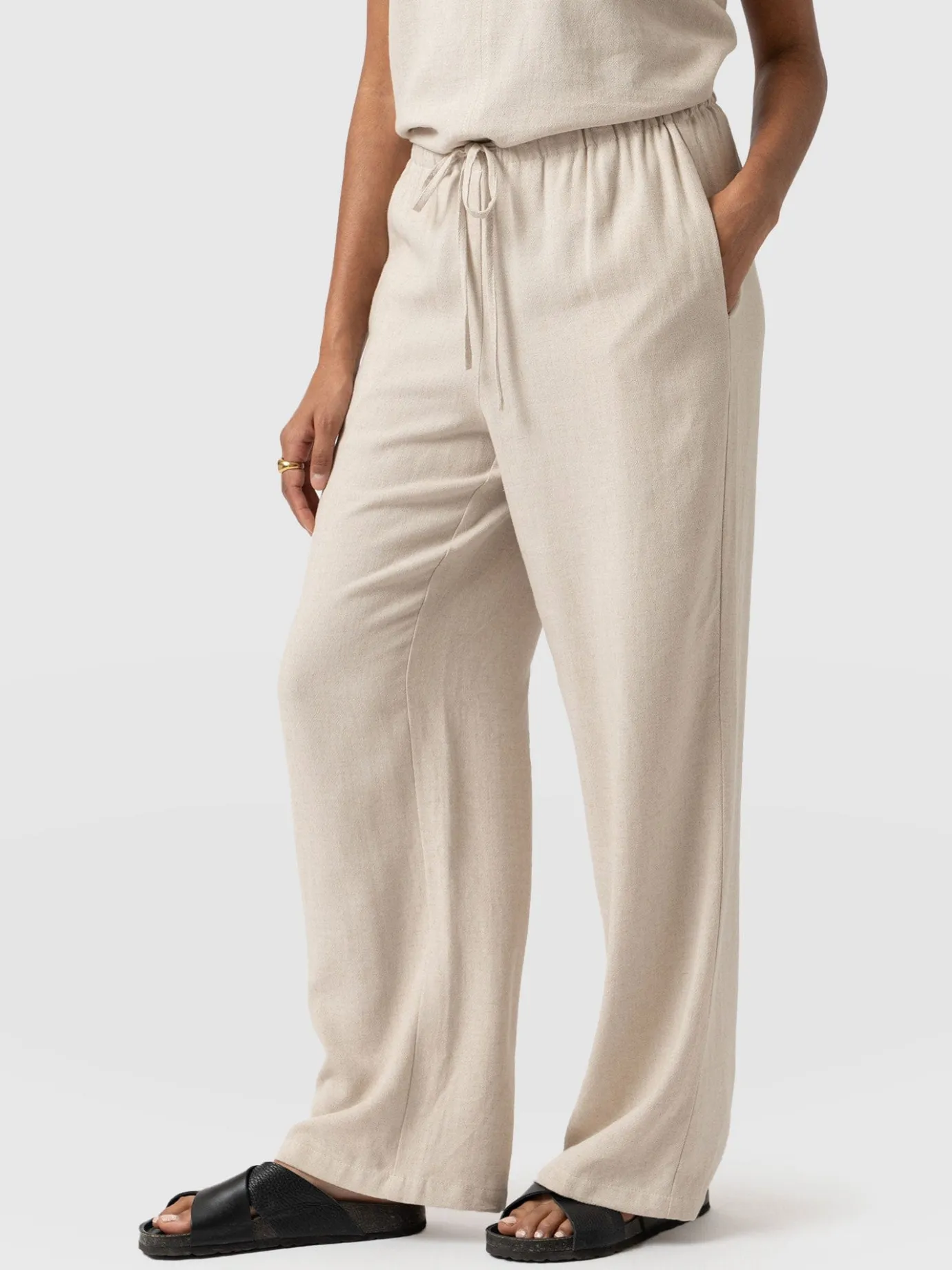 Pants|Saint and Sofia Corinne Linen Pant - Oatmeal