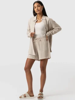 Shorts|Saint and Sofia Corinne Linen Short - Oatmeal