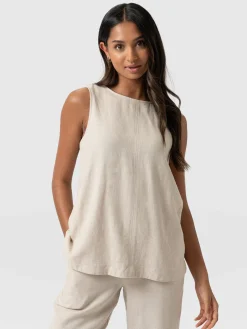 T-shirts & Tanks|Saint and Sofia Corinne Linen Tunic - Oatmeal