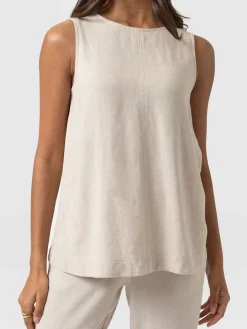T-shirts & Tanks|Saint and Sofia Corinne Linen Tunic - Oatmeal