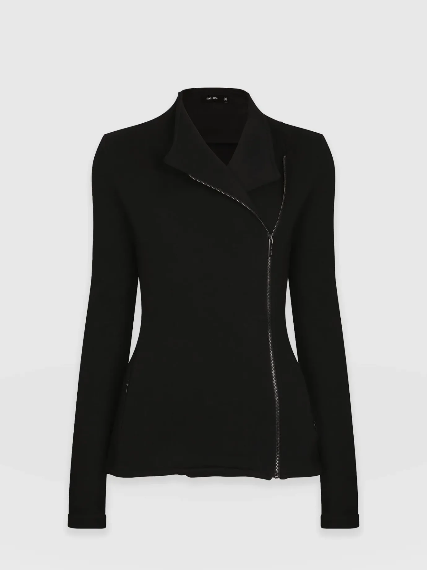Coats & Jackets|Saint and Sofia Cotton Biker Jacket - Black