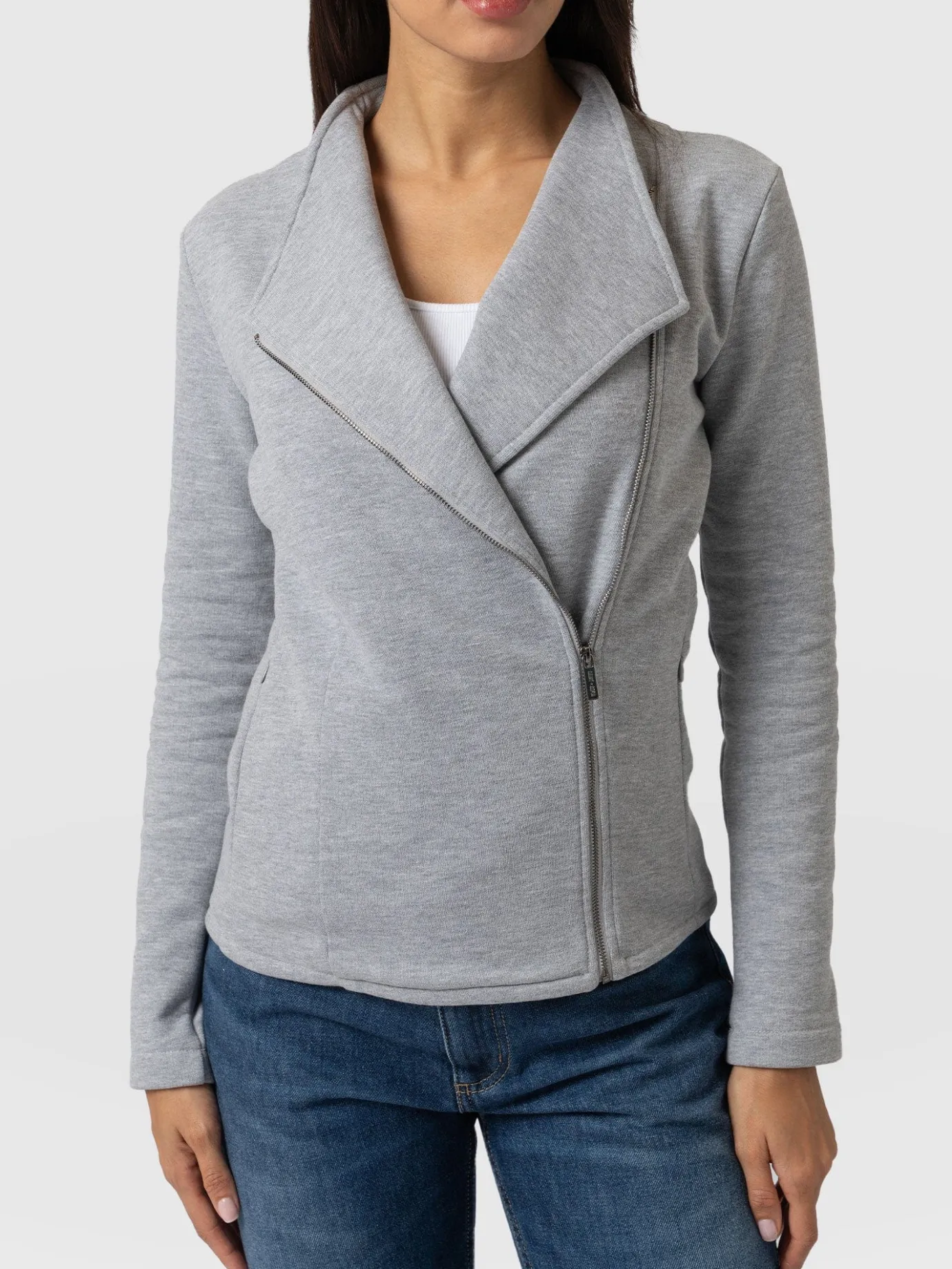 Coats & Jackets|Saint and Sofia Cotton Biker Jacket - Grey