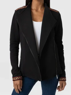 Coats & Jackets|Saint and Sofia Cotton Biker Jacket - Leopard Trim