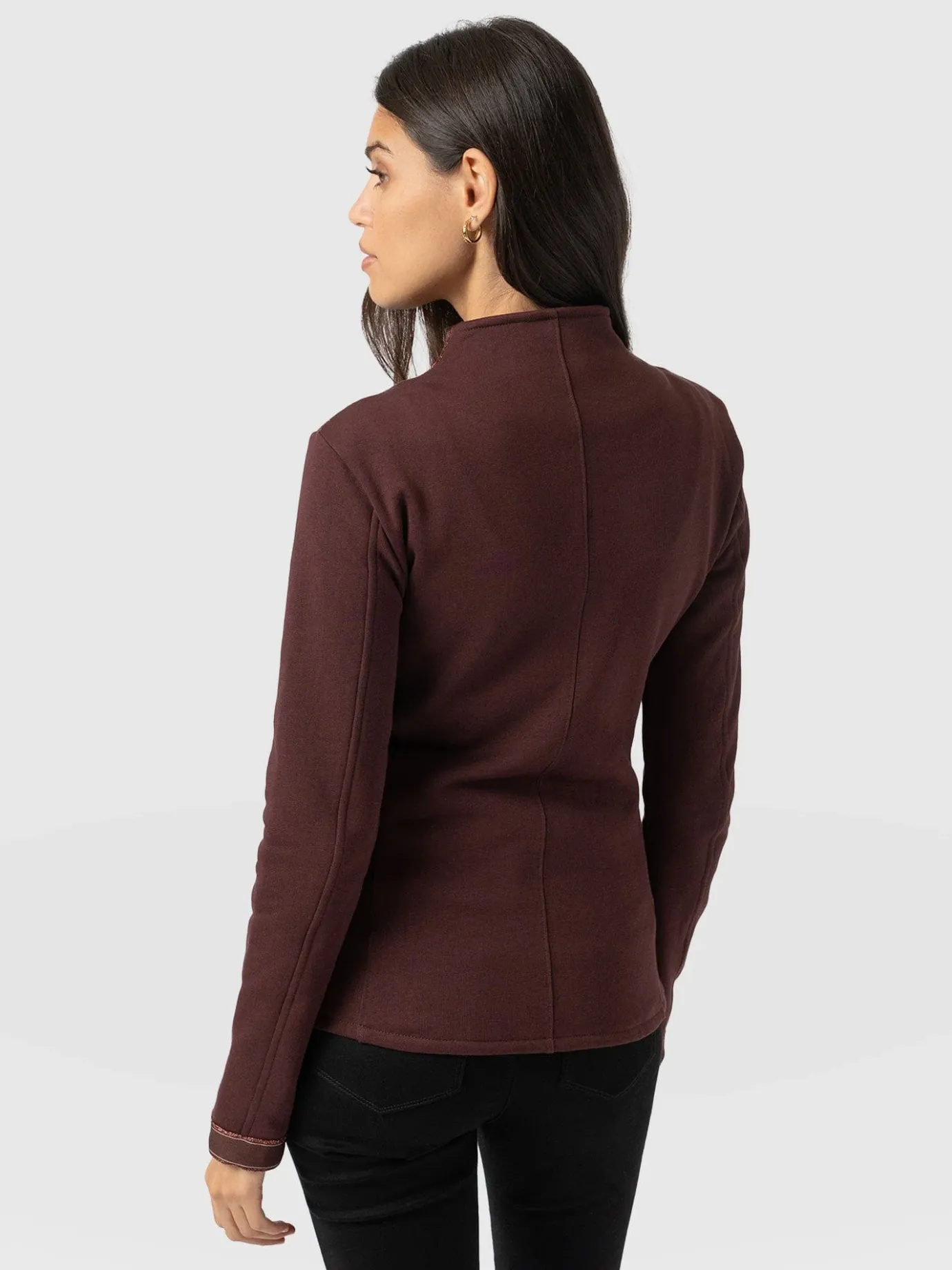 Coats & Jackets|Saint and Sofia Cotton Biker Jacket - Maroon - Bronze Stripe