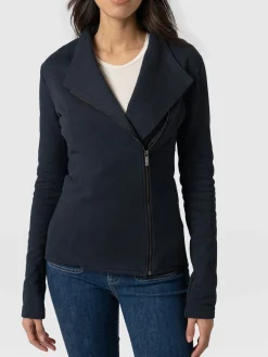 Coats & Jackets|Saint and Sofia Cotton Biker Jacket - Navy