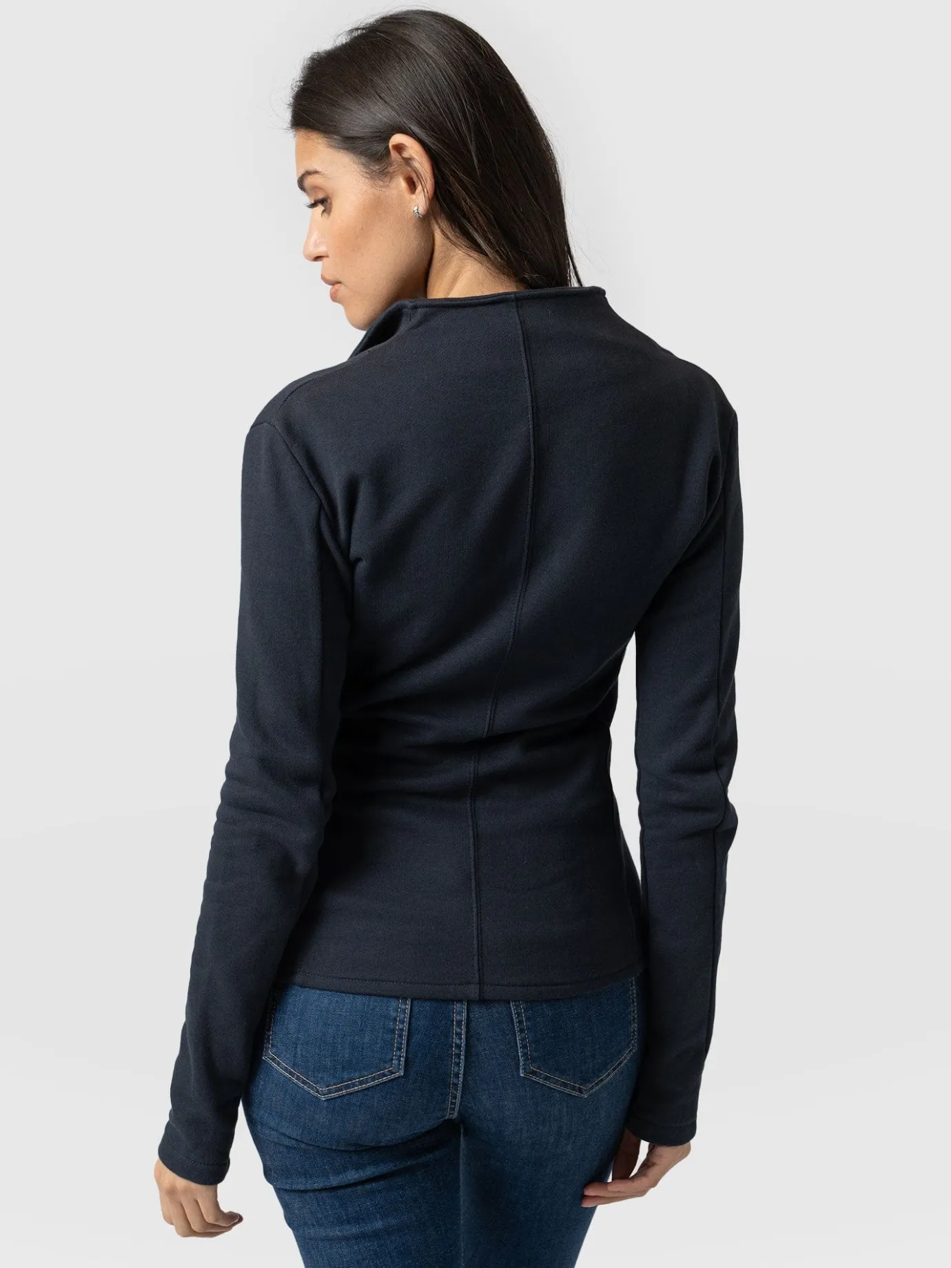 Coats & Jackets|Saint and Sofia Cotton Biker Jacket - Navy