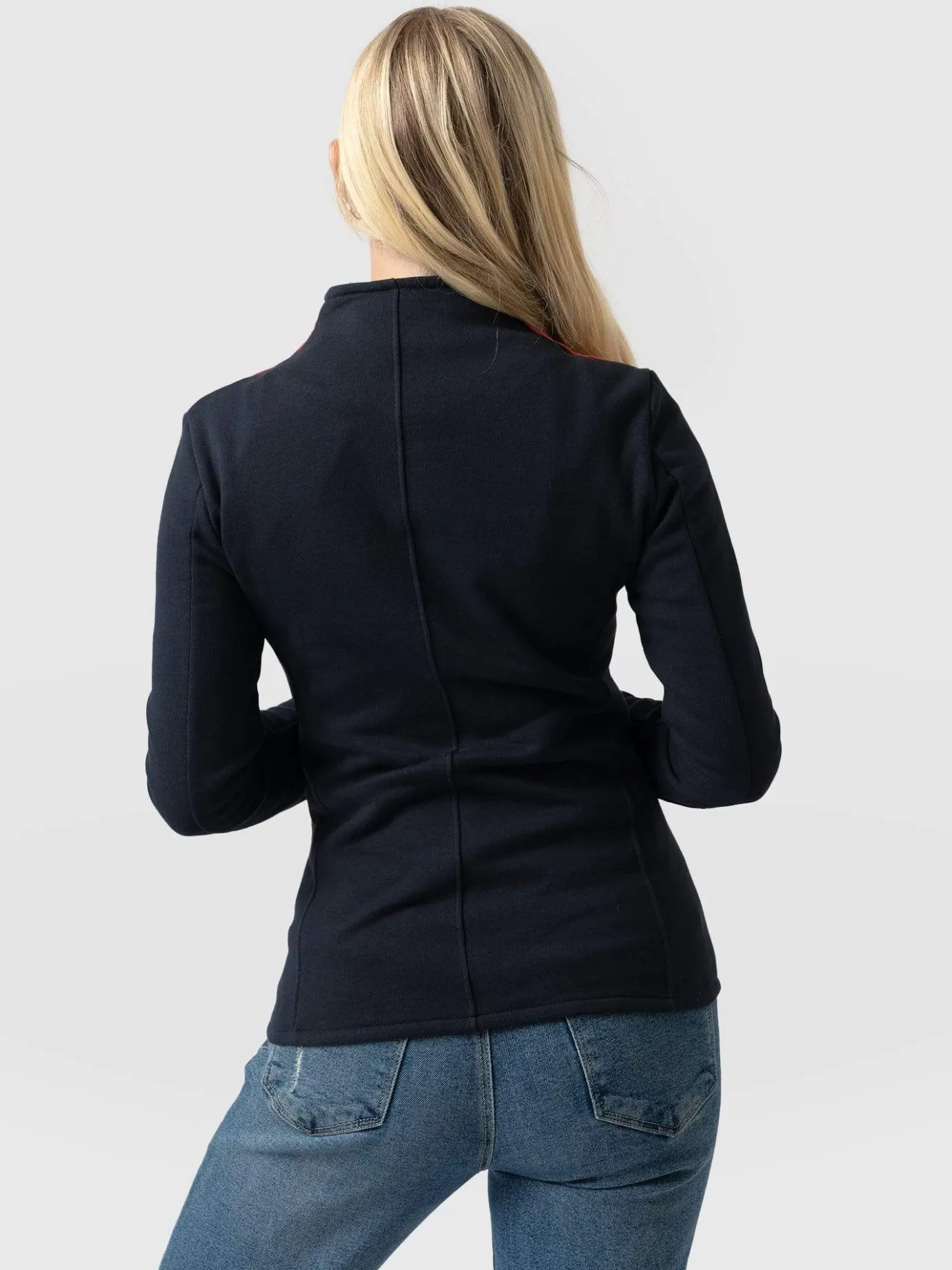 Coats & Jackets|Saint and Sofia Cotton Biker Jacket - Navy Stripe