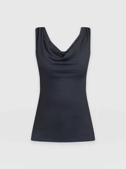 T-shirts & Tanks|Saint and Sofia Cowl Neck Cami - Navy