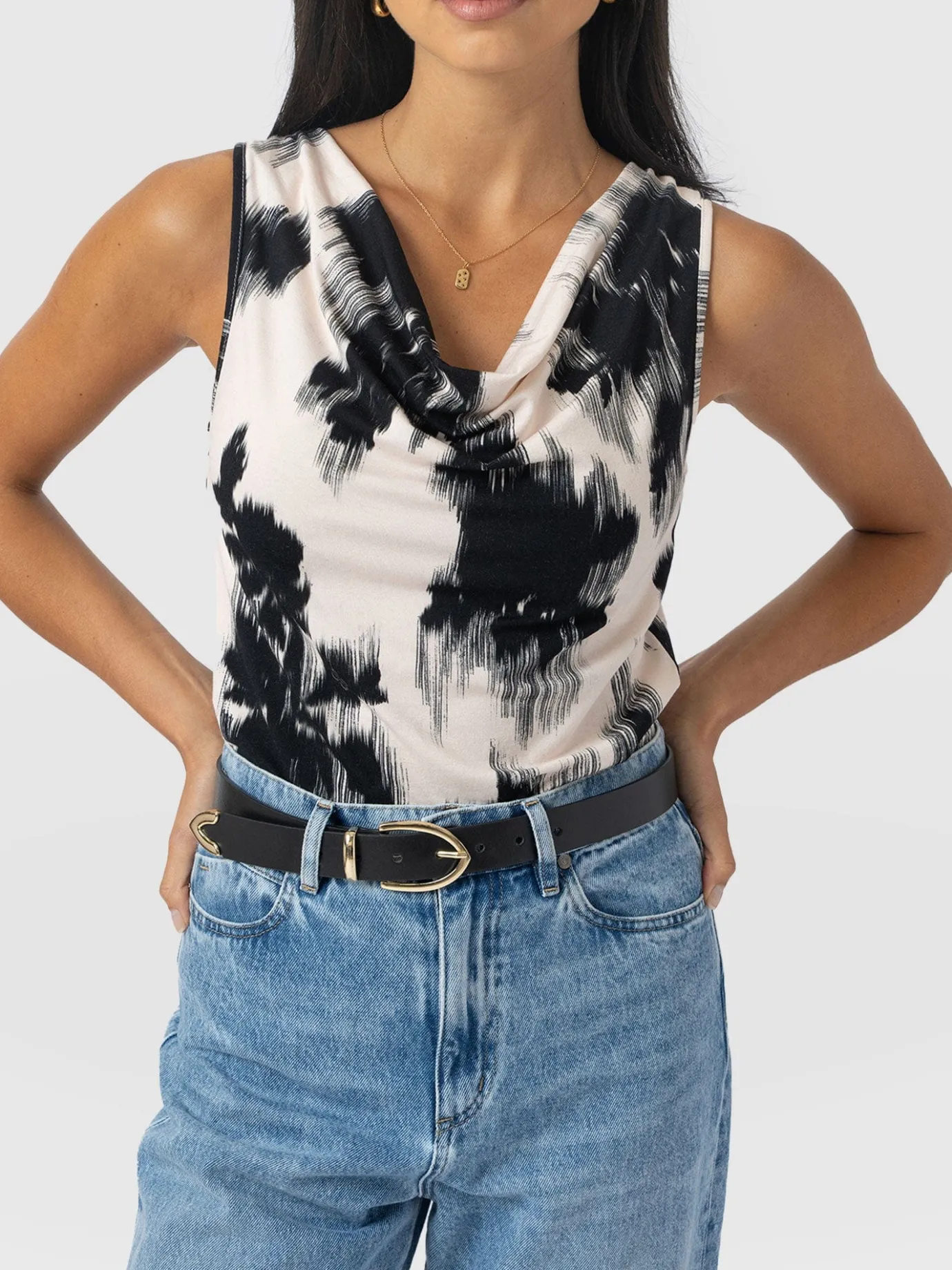 T-shirts & Tanks|Saint and Sofia Cowl Neck Cami - White Fade Floral