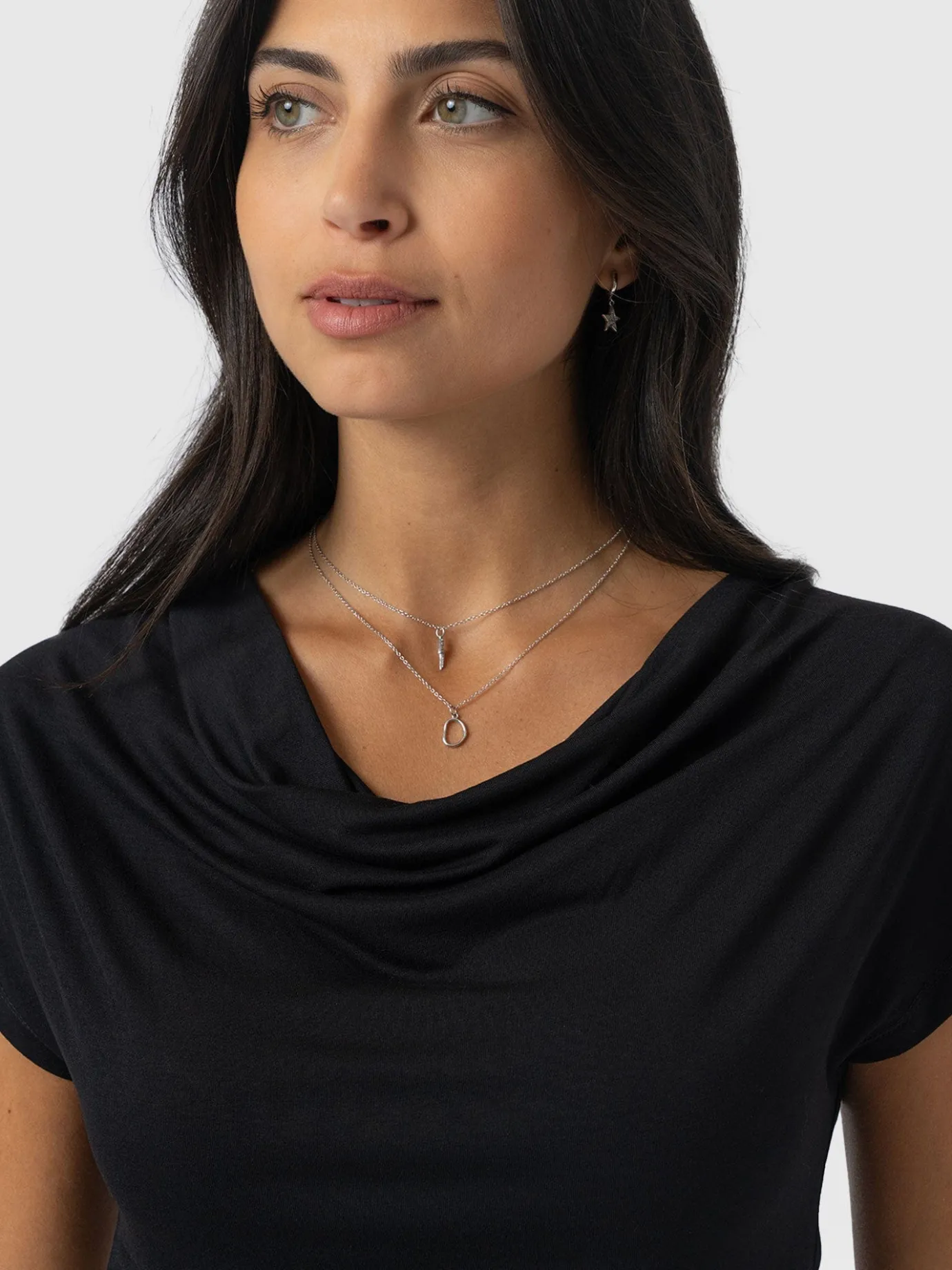 T-shirts & Tanks|Saint and Sofia Cowl Neck Tee - Black