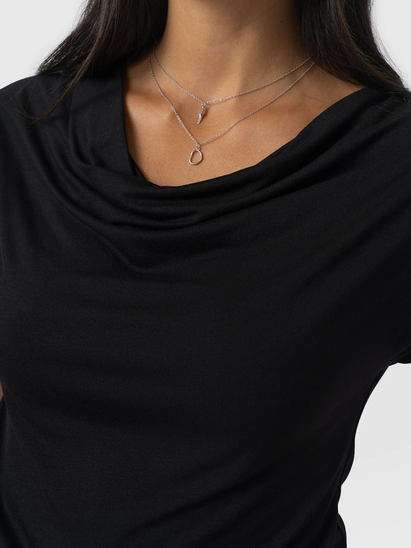 T-shirts & Tanks|Saint and Sofia Cowl Neck Tee - Black