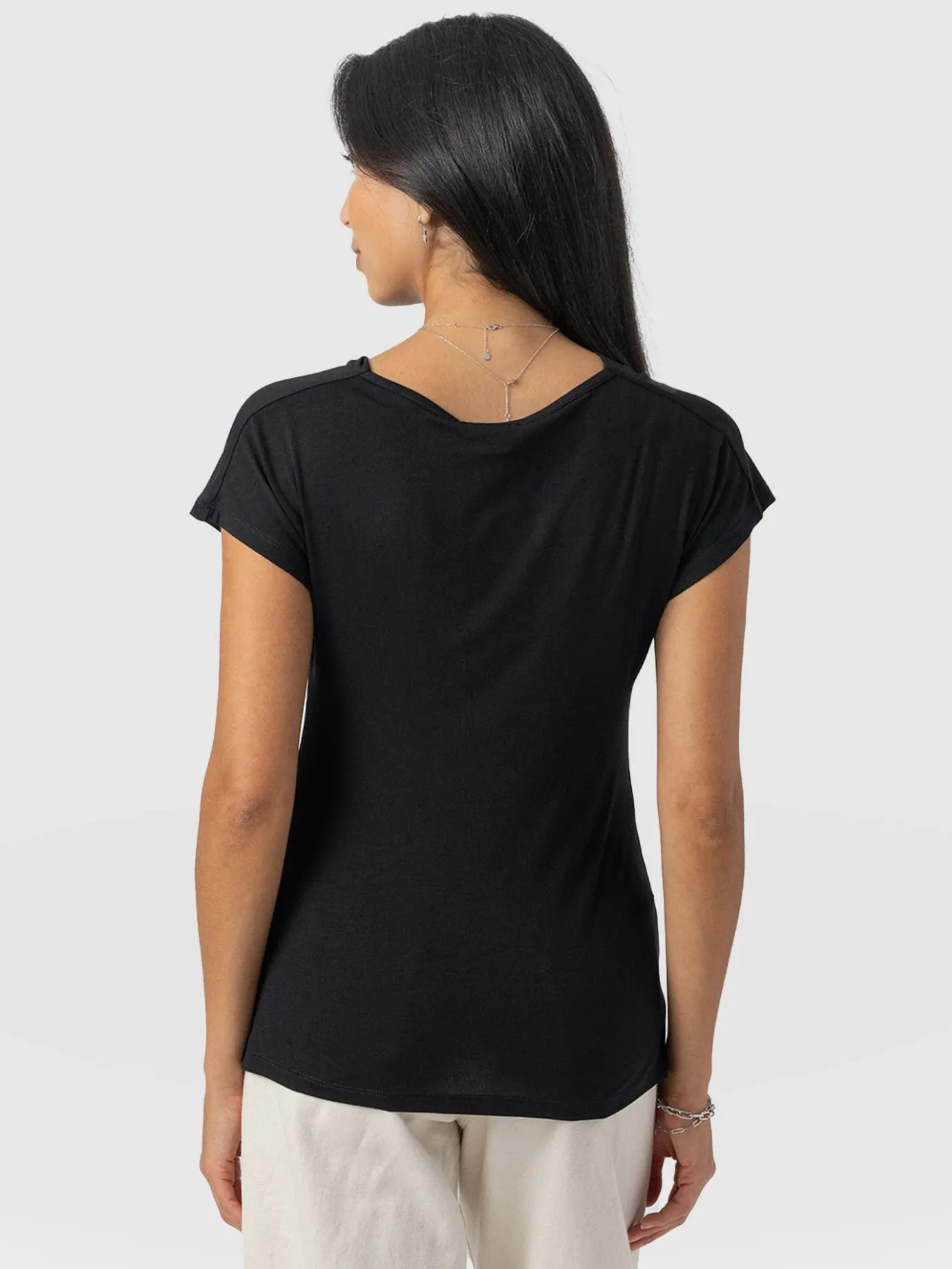 T-shirts & Tanks|Saint and Sofia Cowl Neck Tee - Black