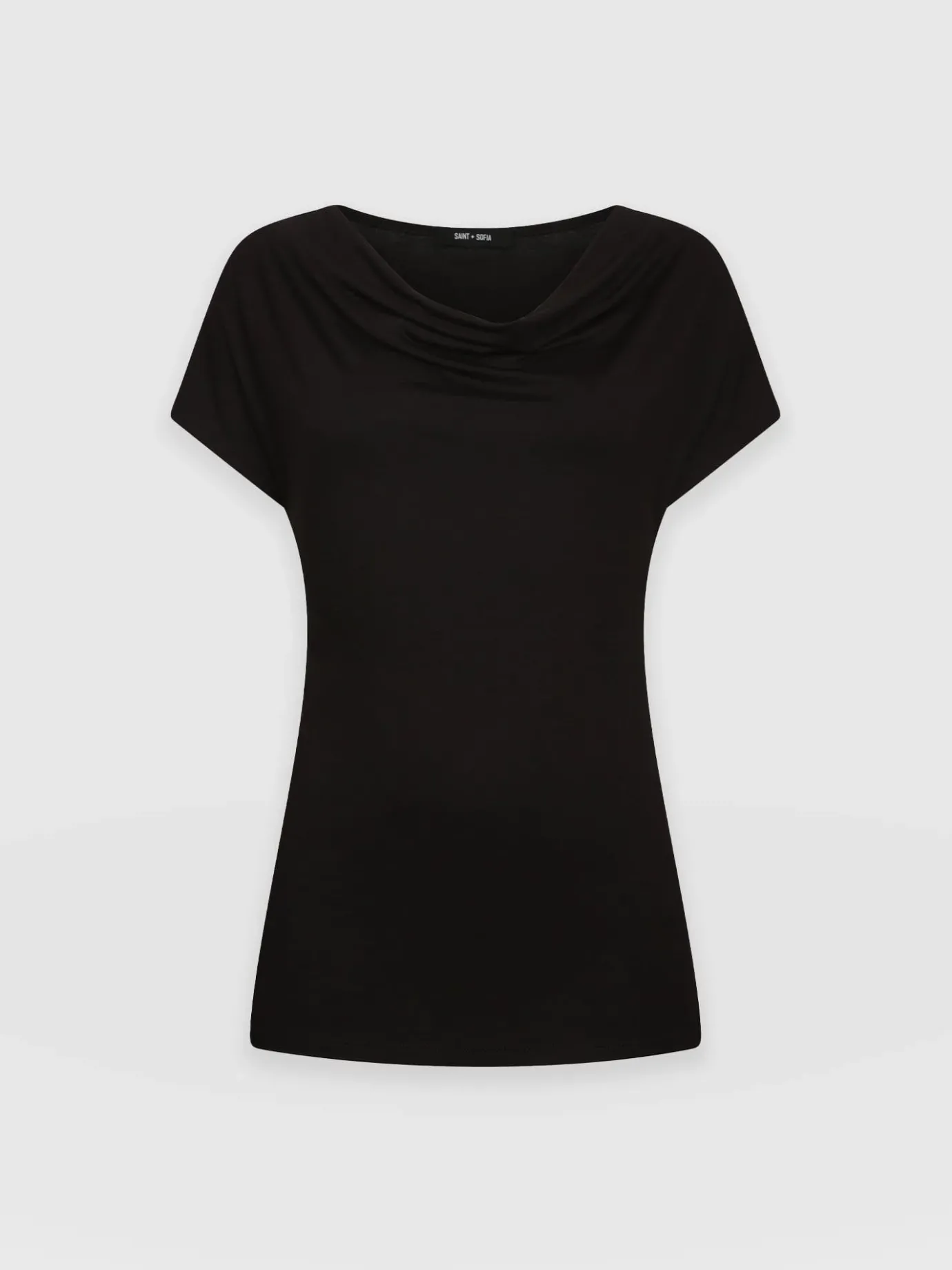 T-shirts & Tanks|Saint and Sofia Cowl Neck Tee - Black