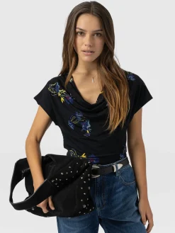 T-shirts & Tanks|Saint and Sofia Cowl Neck Tee - Blue Lily Gardens