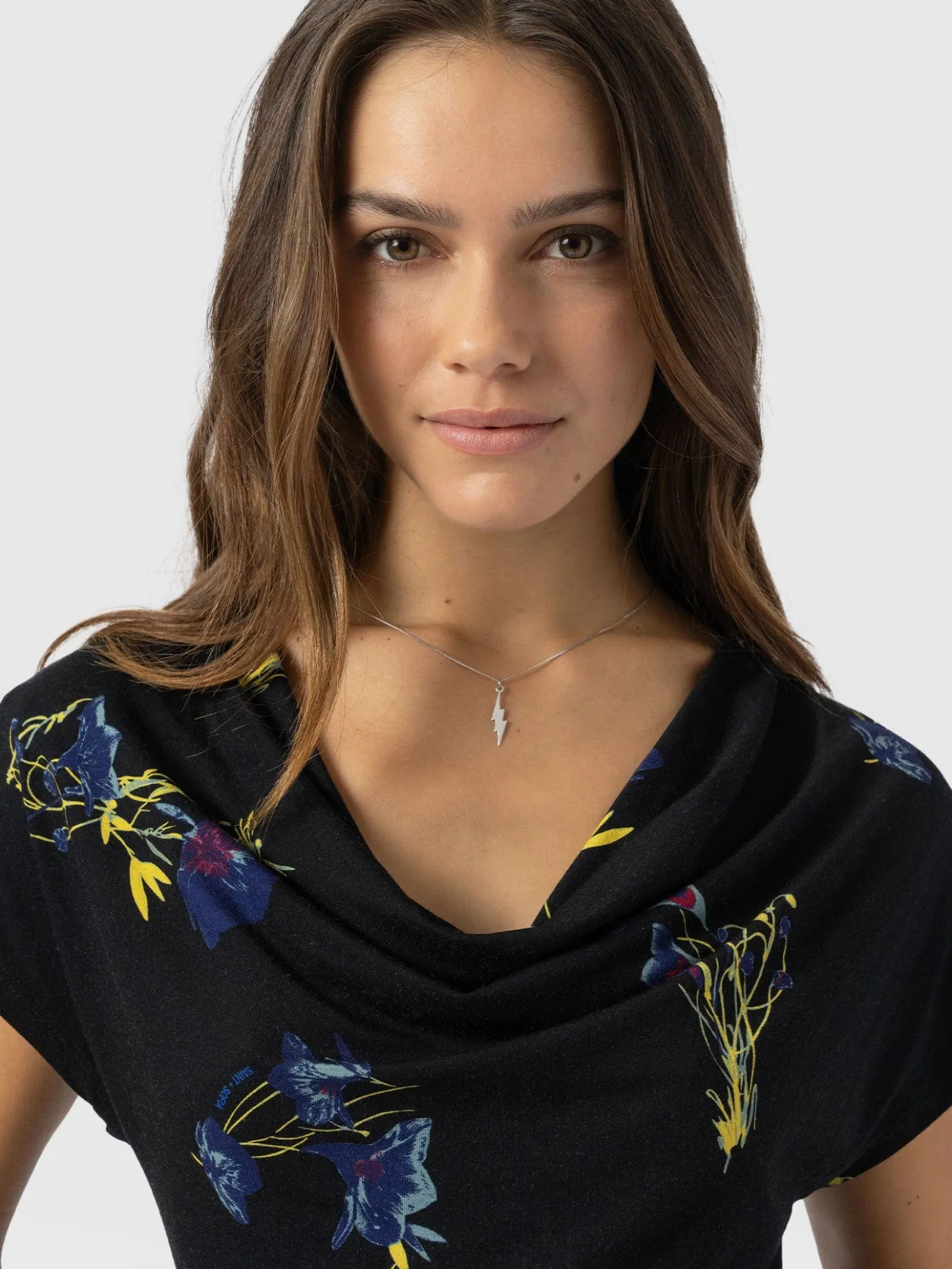 T-shirts & Tanks|Saint and Sofia Cowl Neck Tee - Blue Lily Gardens