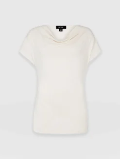 T-shirts & Tanks|Saint and Sofia Cowl Neck Tee - Cream