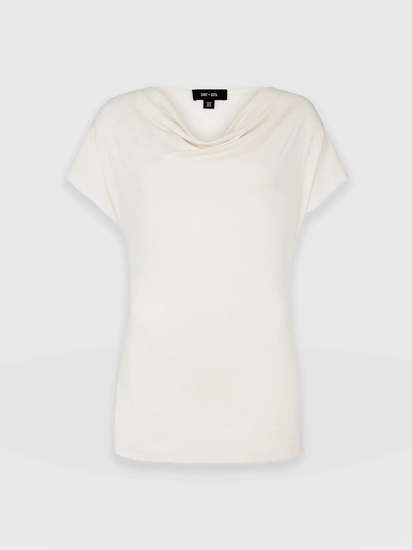 T-shirts & Tanks|Saint and Sofia Cowl Neck Tee - Cream