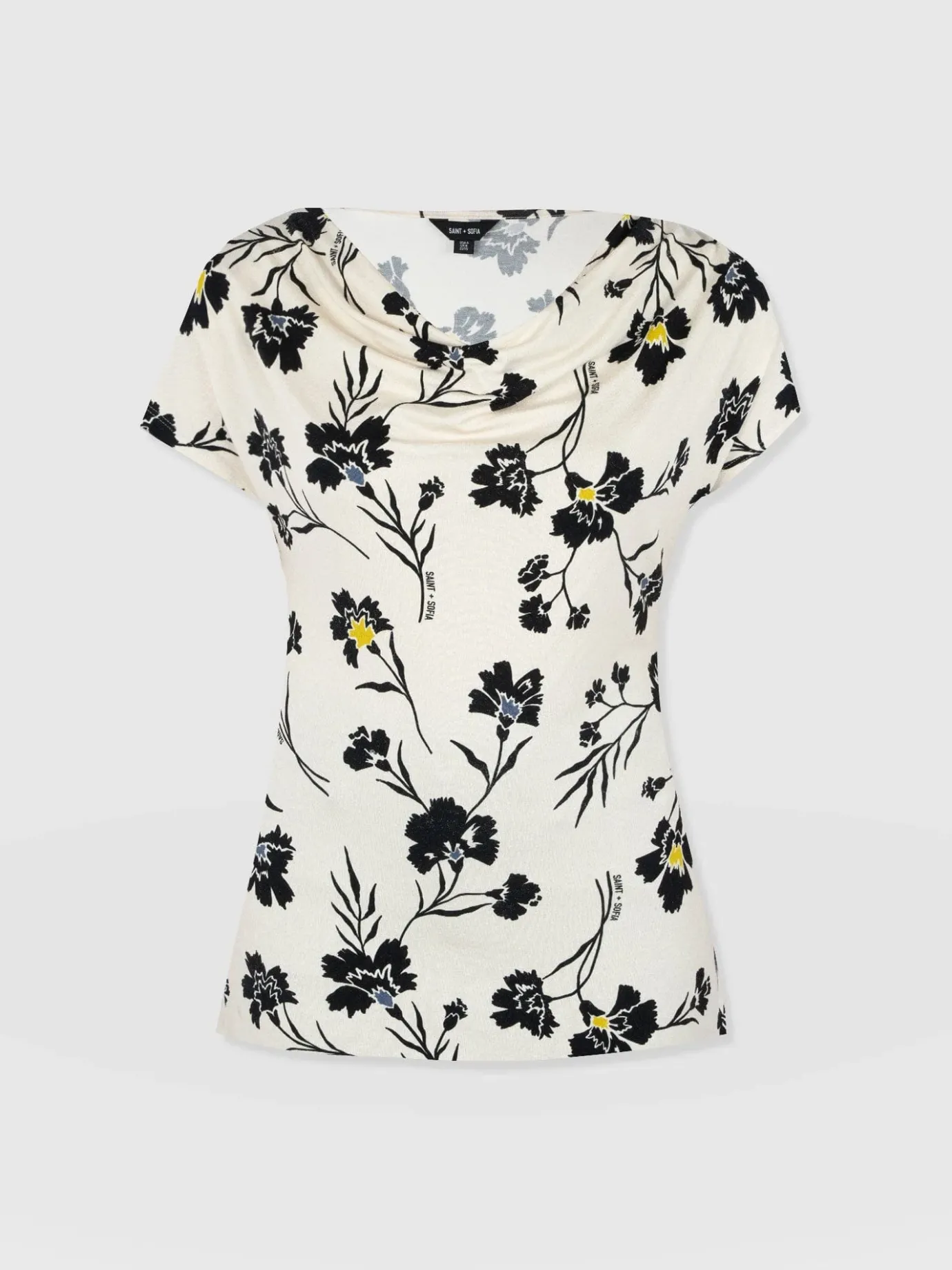 T-shirts & Tanks|Saint and Sofia Cowl Neck Tee - White Spring Floral