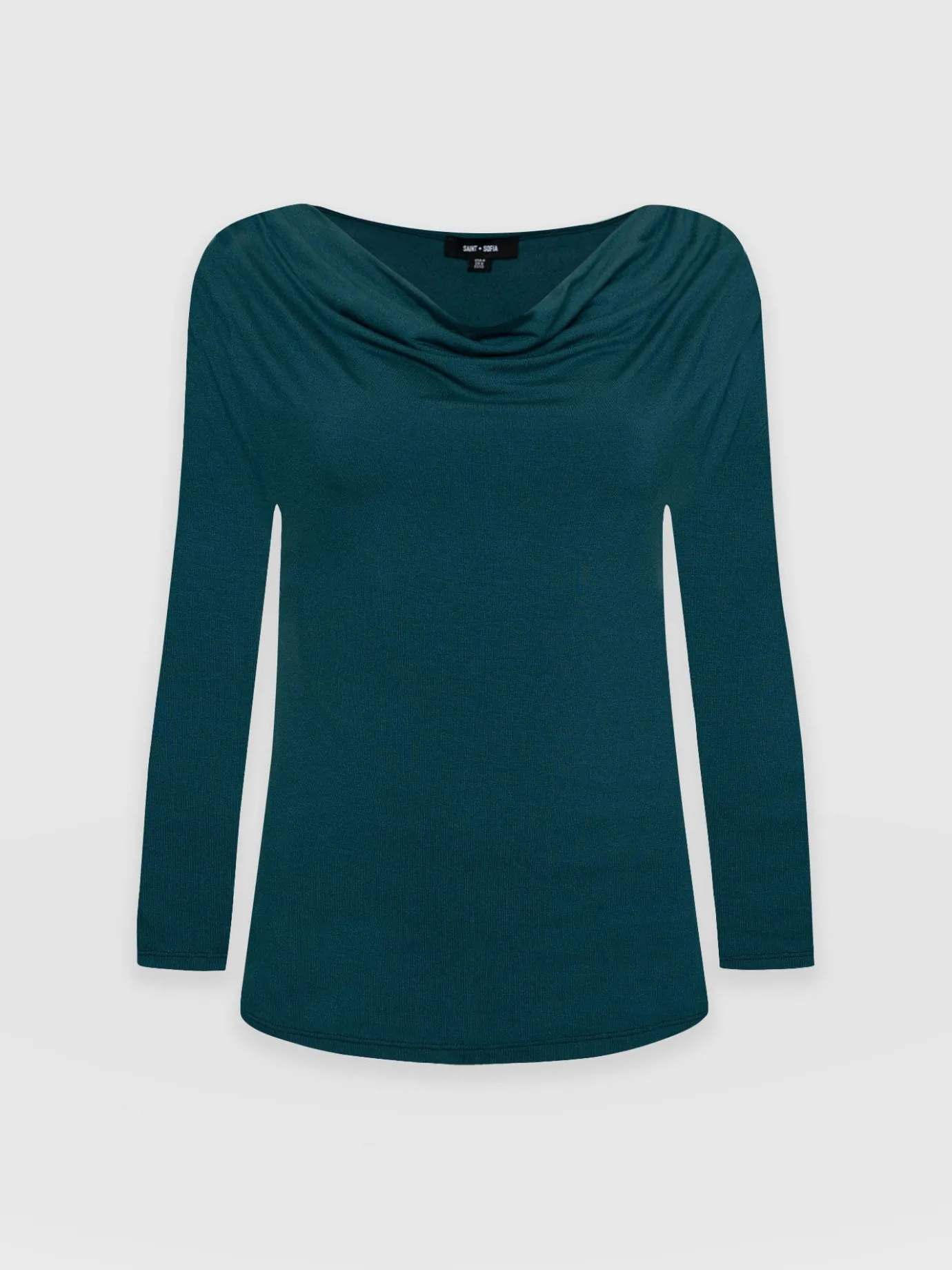 T-shirts & Tanks|Saint and Sofia Cowl Neck Tee Long Sleeve - Deep Green