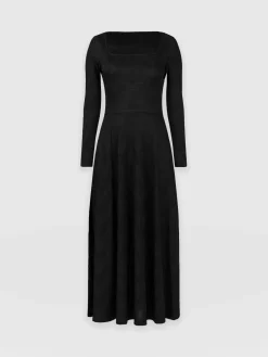 Dresses|Saint and Sofia Darcey Flared Dress - Black Jacquard