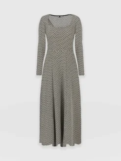 Dresses|Saint and Sofia Darcey Flared Dress - Cream Lurex