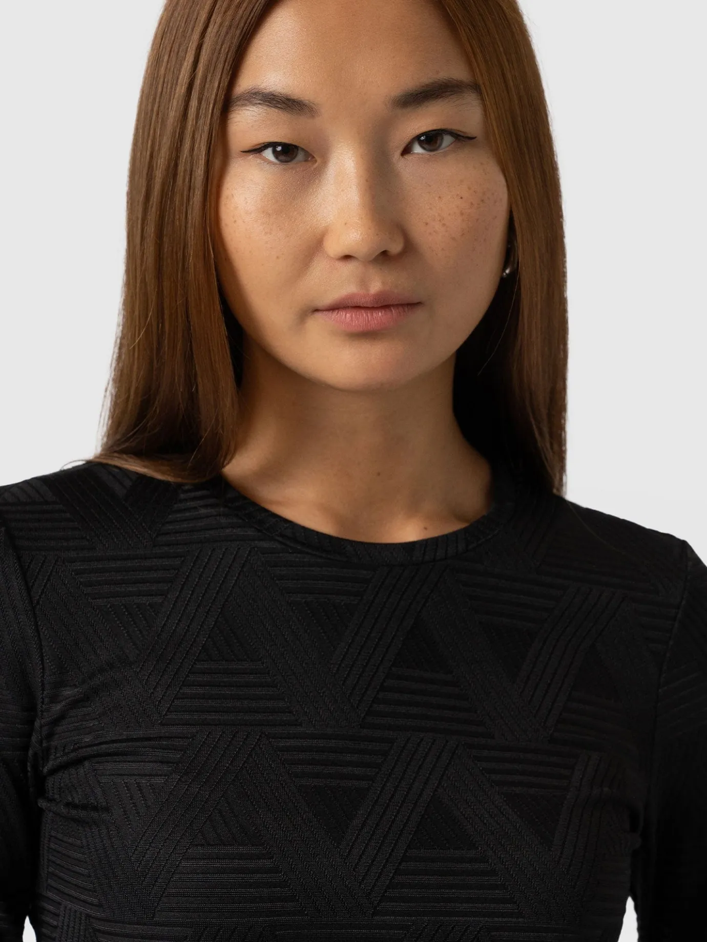 T-shirts & Tanks|Saint and Sofia Darcey Long Sleeve Tee - Black Jacquard