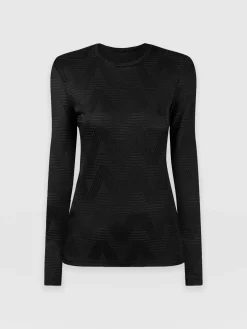T-shirts & Tanks|Saint and Sofia Darcey Long Sleeve Tee - Black Jacquard