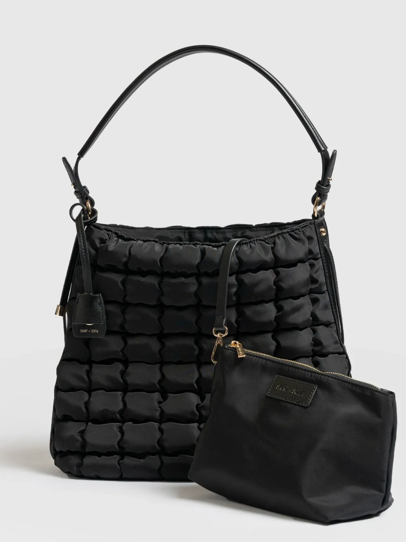 Cross Body Bags|Tote Bags|Saint and Sofia Darcey Puff Tote Bag - Black